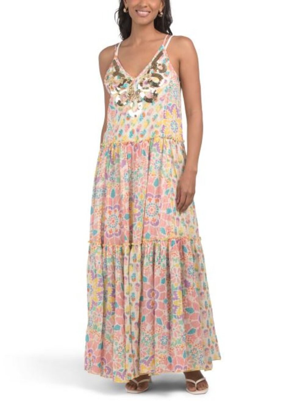 MISS JUNE Floral Print Tiered Maxi Dress